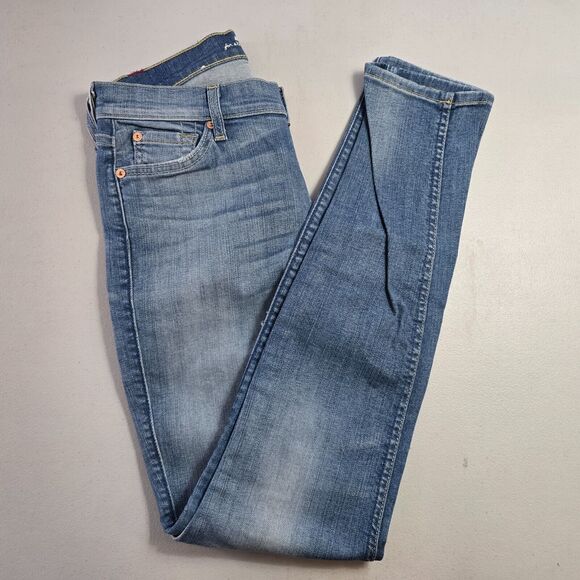 7 For All Mankind Jeans Women's 27 Blue Medium Wash The Skinny - Picture 9 of 16
